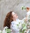 Portrait of girl in flowers