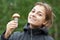 Portrait of a girl with a mushroom