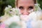 Portrait of a gorgeous bride with tender skin and deep blue eyes