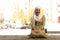 Portrait of a gorgeous humble Muslim woman smiling after a prayer at a mosque