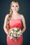 Portrait of gorgeous long-haired blonde bridesmaid