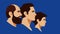 Portrait of grandpa, father and son. Different generations on the male line. Brunette men of different ages. Side view. Vector ill