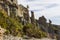 Portrait of grey cliffs of Putangirua Pinnacles. North Island, New Zealand