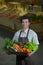 Portrait of Grocery clerk working in supermarket store