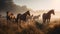 Portrait of a Group of Horses on a Field