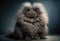 Portrait of a grumpy fluffy gray cat. Created with Generative AI