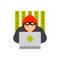 Portrait of hacker with mask password security crime computer virus protection vector illustration.