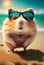 Portrait of Hamster in sunglasses at the resort. AI generated