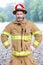 Portrait of handsome fireman in uniform