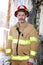 Portrait of handsome fireman in uniform