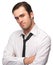 Portrait of a handsome young man in white shirt and necktie