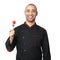 Portrait of happy Afro American professional cook with fork and