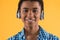 Portrait of happy afro american teen in headphones