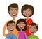 Portrait of happy cheerful family. People, domestic life, parents and children. Cartoon vector illustration