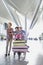 Portrait of happy family going on a holiday in airport