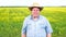 Portrait of happy farmer standing in the field on a sunny day