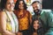 Portrait of happy indian family - Sotuhern asian mother, father, daughter and son smiling in front of camera - Cheerful people and