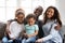 Portrait of happy large African American family at home