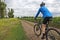 Portrait of happy laughing bearded cyclist