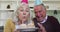 Portrait of happy senior caucasian couple celebrating a birthday