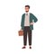 Portrait of happy smiling businessman holding briefcase. Confident office worker or business manager with suitcase