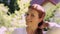 Portrait of happy smiling redhead woman outdoors