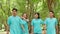 Portrait of happy young Asian students volunteers for cleaning park, forest and woods for healthy environment. Earth day, nature