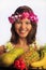 Portrait of a Hawaiian girl with flower lei