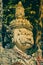 Portrait Headshot Titan or Giant in Color Mirror Suit in Wat Analayo Temple in Vintage Tone
