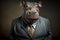 Portrait of hippopotamus in a business suit