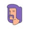 Portrait hipster man with purple mustache and long hair pop art t shirt print vector cartoon