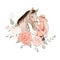 Portrait of a horse and a girl in digital watercolor style and a bouquet of roses