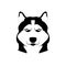 Portrait of a husky. Black and white dog head. Illustration of a pet. Muzzle of a Siberian husky dog. Vector illustration