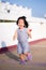 Portrait image baby age 2-3 years old. Asian Child girl don\\\'t like to be still  running  playing  have fun. Sweet smile .