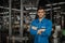 Portrait image engineer men wearing uniform safety in factory.