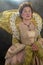 Portrait of the image of Queen Elizabeth I of the 16th century. Historical reconstruction. The image of the queen in