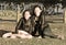 Portrait image of two young Maori sisters