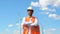 Portrait of indian engineer at wind farm