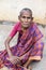 Portrait of an Indian old senior poor very thin woman with saree