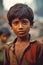 Portrait of Indian poor kid is smiling