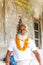 Portrait Indian yogi Baba Ramis commits rites sacred rituals.India,Anor,