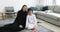 Portrait of Islamic woman in hijab spend time with son