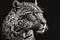 portrait of jaguar close-up on a monochrome background