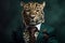 Portrait of a Jaguar dressed in a formal business suit