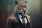 Portrait of a Jaguar Dressed in a Formal Business Suit at The Office