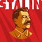 Portrait of Joseph Stalin. Poster stylized Soviet-style. The leader of the USSR. Russian revolutionary symbol