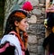 Portrait of Kalash tribe woman in national costume at Joshi fest Bumburet, Kunar, Pakistan