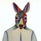 Portrait of a kangaroo man. Anthropomorphic kangaroo. Digital illustration. Abstract style