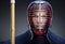 Portrait of kendo fighter with shinai