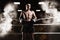 Portrait of a kickboxer who is standing in the ring. Sports concept, Muay Thai